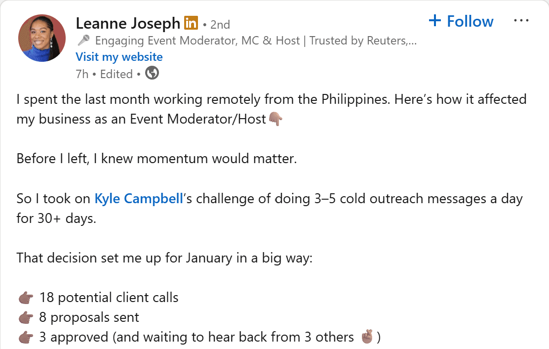 LinkedIn Testimonial from Leanne Joseph